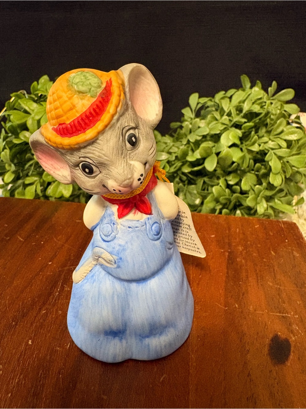 Vintage Jasco 1980 Critter Bells Mouse Fine Bisque Porcelain - Excellent!